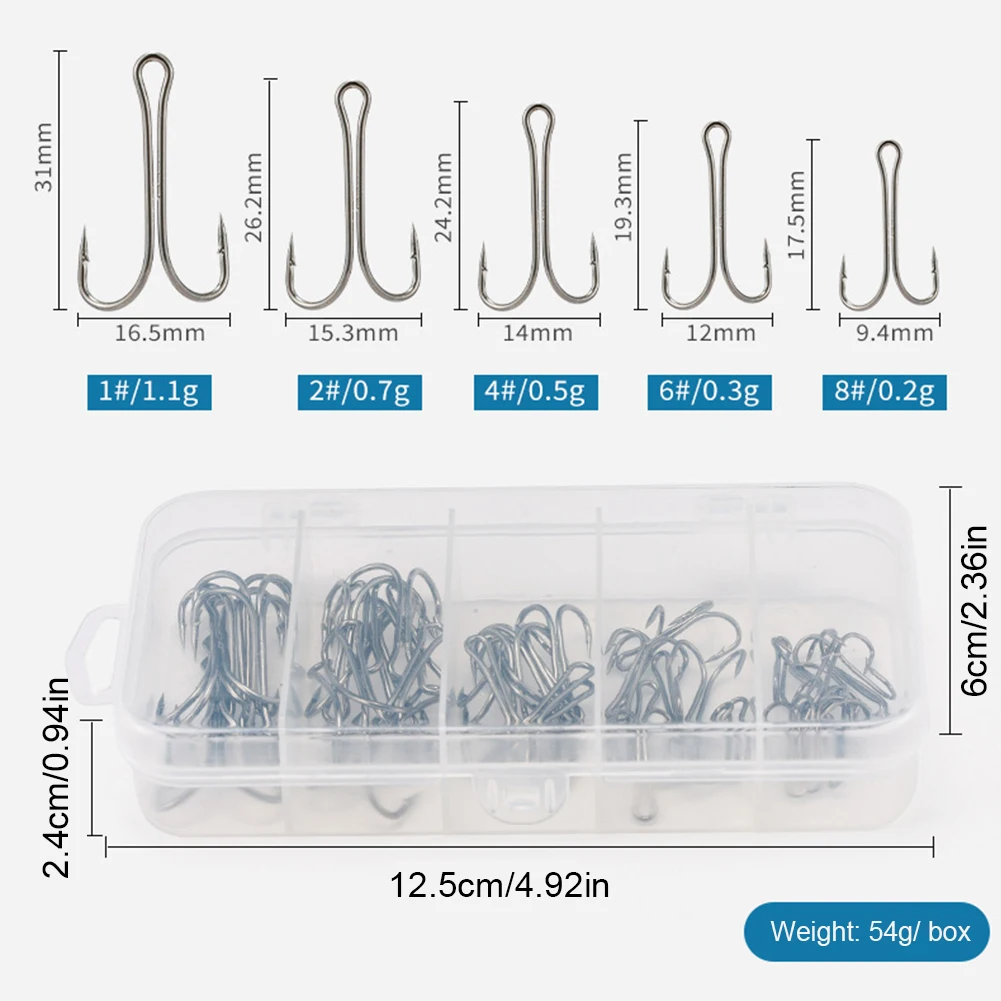 50 قطعة خطاف مزدوج طويل عرقوب عالي الكربون الصلب كرنك الشائكة تهزهز هوك الضفدع الطعم إغراء السنانير للمياه المالحة والمياه العذبة #1