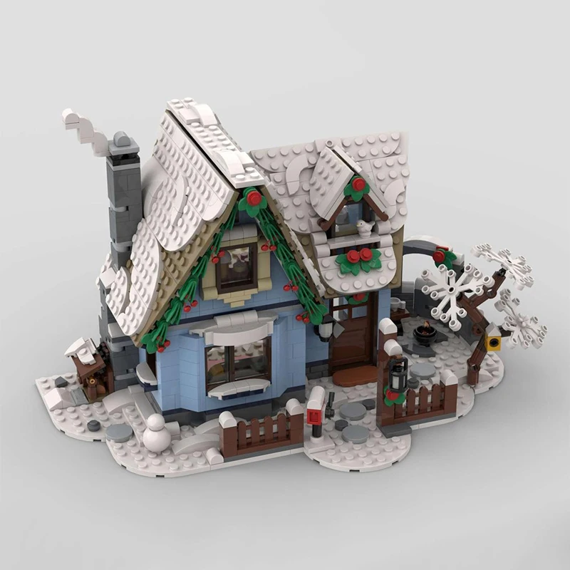 975개 맞춤형 리틀 타운 하우스 MOC 맞춤형 모듈식 빌딩 블록 창의적인 디자인 기술 DIY 소년 축제 장난감 선물