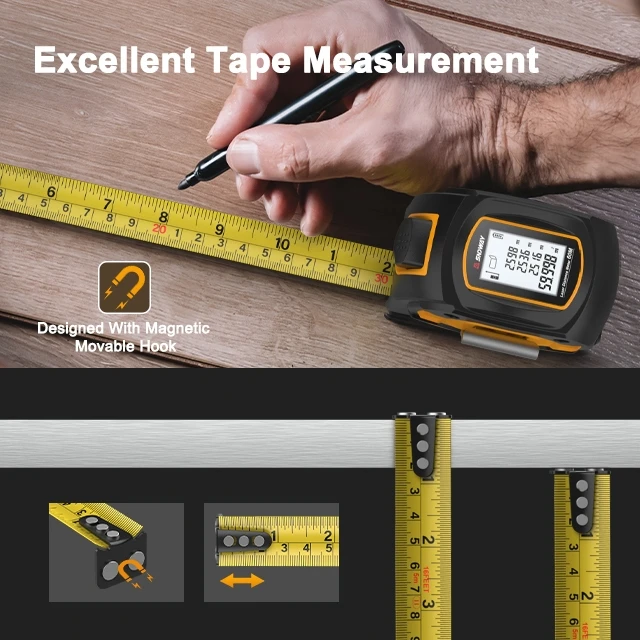 YYHC sndway promotional tape measures laser distance meter 5m steel tapes construction hardware electric measuring tools