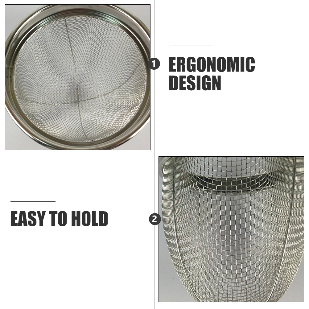 

1pc Stainless Steel Mesh Strainer Oil Drainer Heat Resistant Ergonomic Wooden Handle Fryer Scoop French Fries Noodle