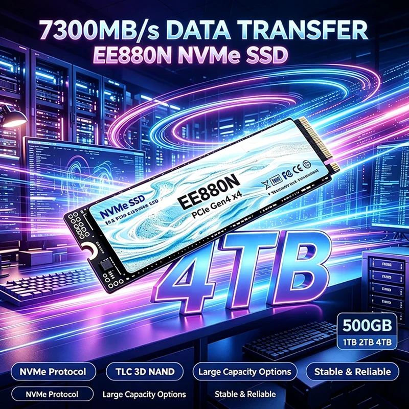 High Speed M.2 EE880N NVMe SSD PCIe Gen4 High Performance Internal Drive 500GB 1TB 2TB 4TB Storage Upgrade ForDesktopLaptop
