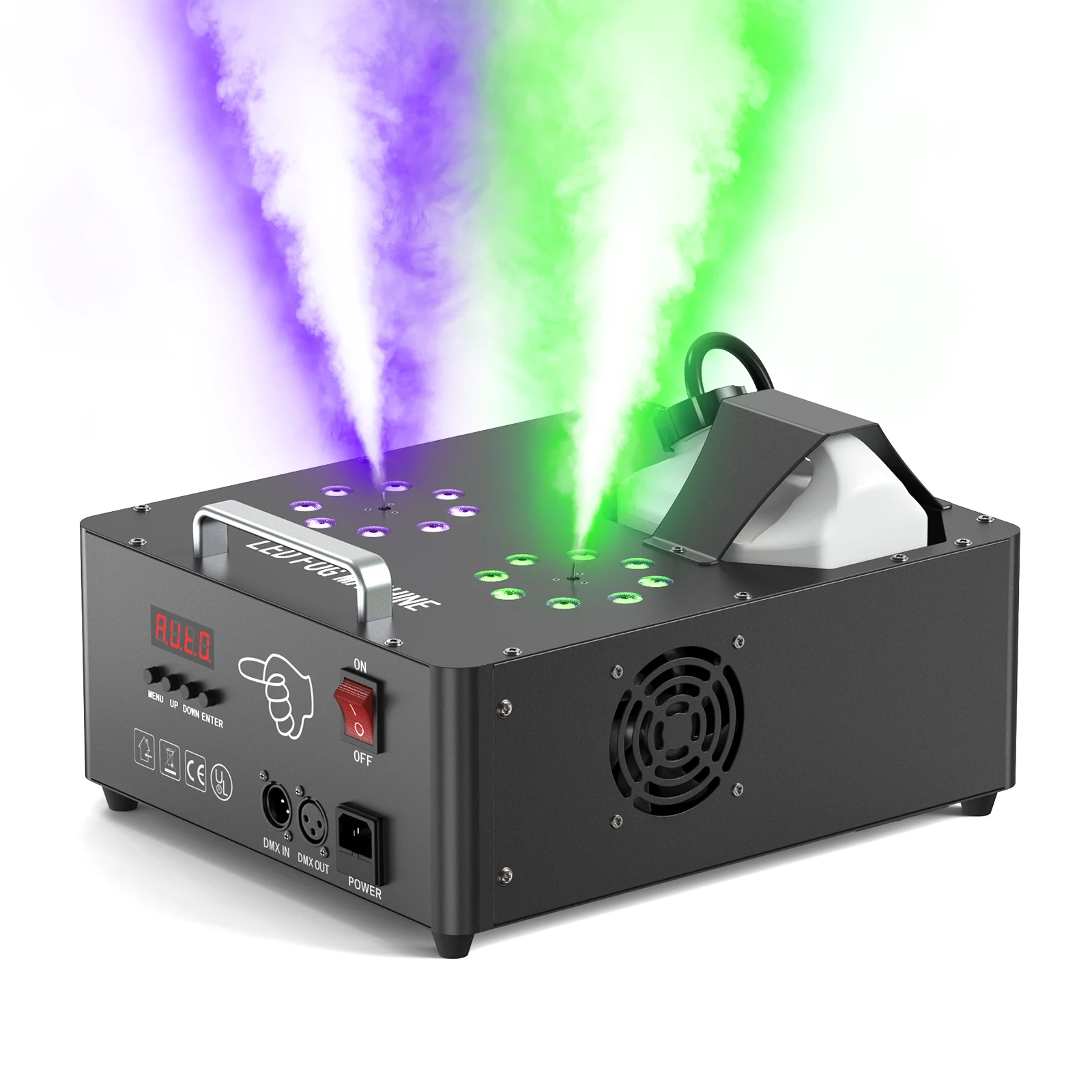 Máquina de Humo U'King de 2000W con Doble Tubo Ajustable, 3 en 1, con LED RGB de Colores, para Espectáculos, Bodas y DJs