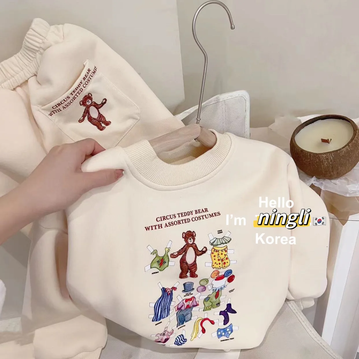 2Pcs Girls Clothes Set Autumn Winter Round Neck Fleece Cartoon Printed Sweatshirt Pnts Suit Thicken Warm Pullover Sets