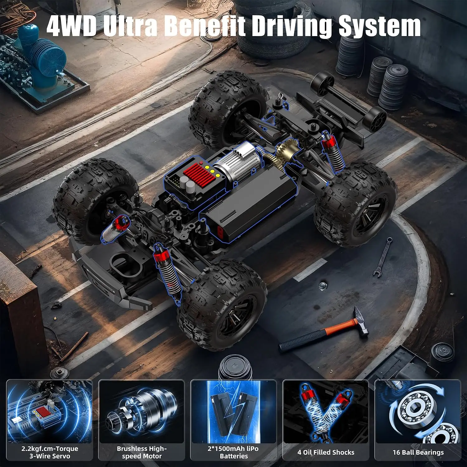 1 16 Brushless Fast RC Cars Adult 35Mph High Speed Remote Control Car Cyber RC Truck 4x4 Monster Truck Toy 2 4GHz Remote All Ter