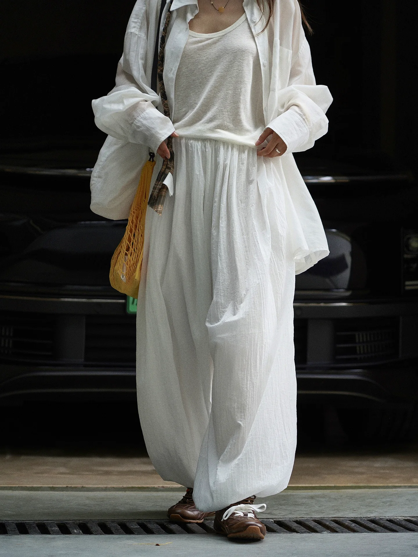 Autumn and Winter Women's Casual Solid Color High Waist Loose Wide Leg Pants