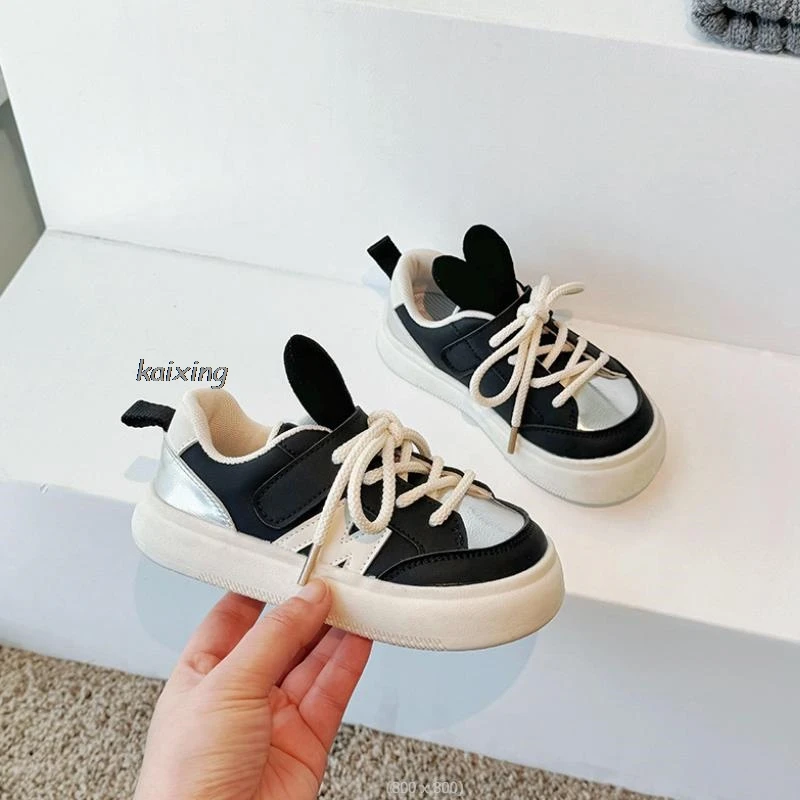 Kids Spring Cartoon Sneakers Girls Casual Shoes Pink Outdoor Breathable Running Shoes Soft-soled Children Shoes