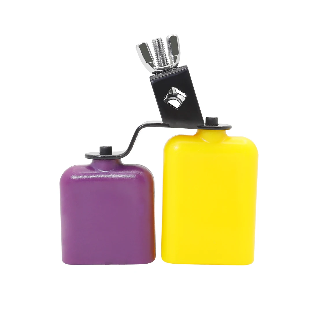 Double Sambago Bell Latin Music Yellow Purple Cowbell High Low Sound Knocker Drum Percussion Instrument Part Accessories