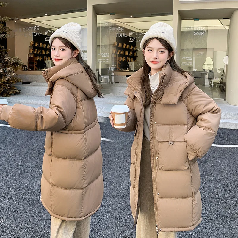 Winter New Warm Thick Parka Outwear Snowwear Jacket Loose Hooded Cotton Padded Coat Mid-long Overcoat Women Down Cotton Jacket