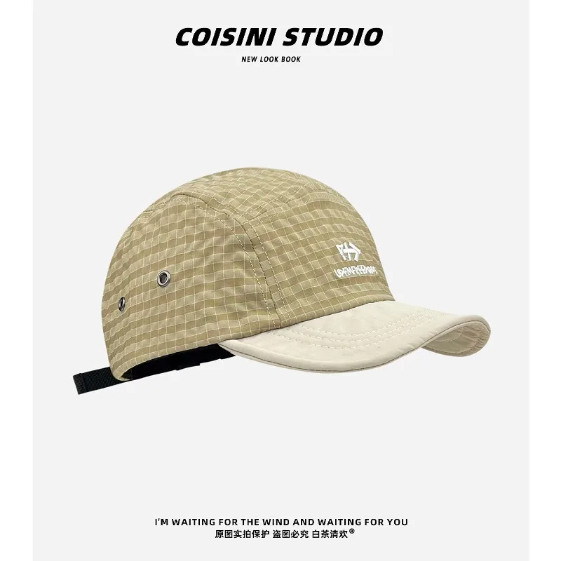 Neue, farblich abgesetzte, karierte, bestickte Baseballkappe mit weichem Oberteil und schnelltrocknendem Material für Damen und Herren, Sonnenschutz für Frühling und Sommer. – Detail 7