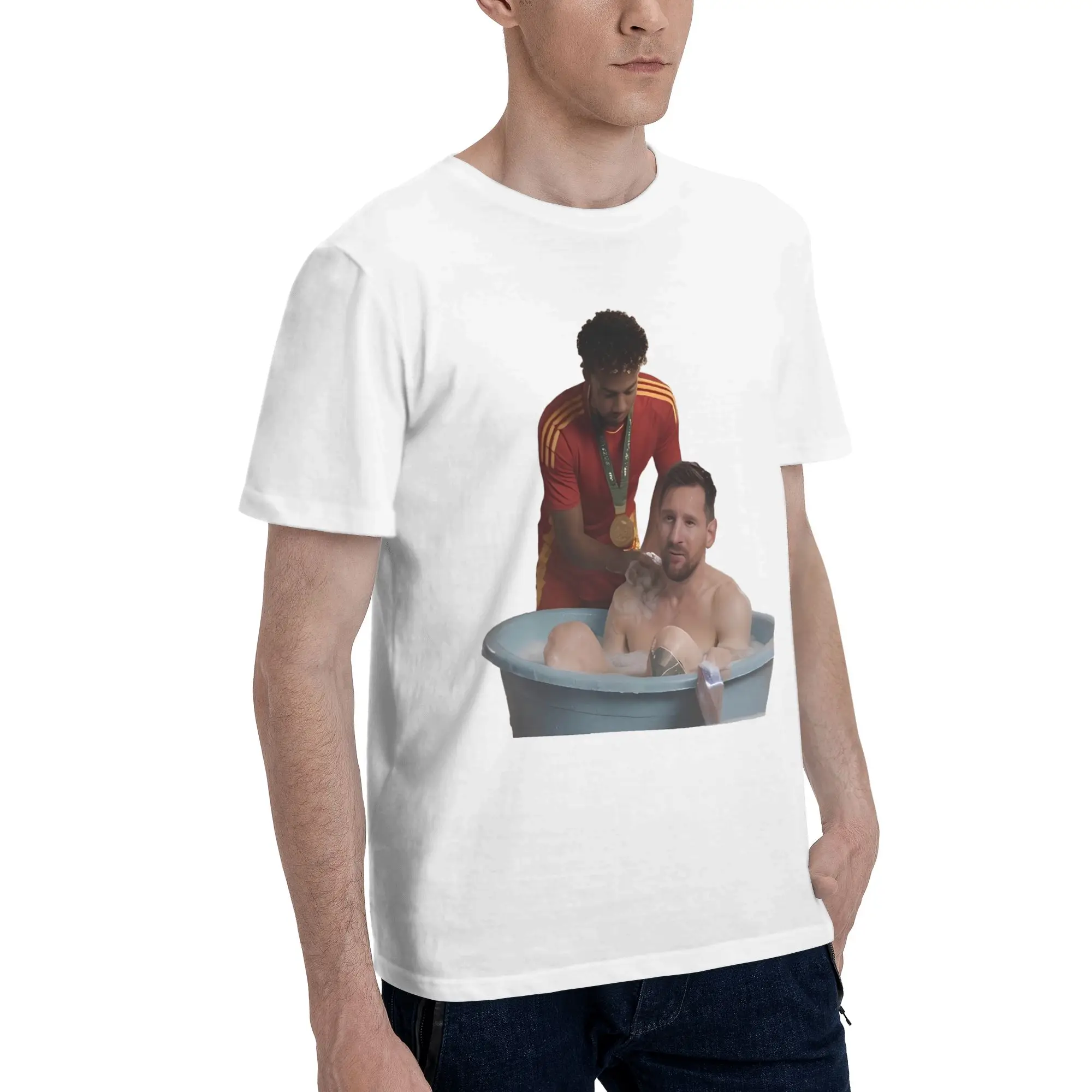 Messies & Yamals Take a Bath Graphic Printing T Shirts Men Women  100% Cotton  Tee Shirt Clothing