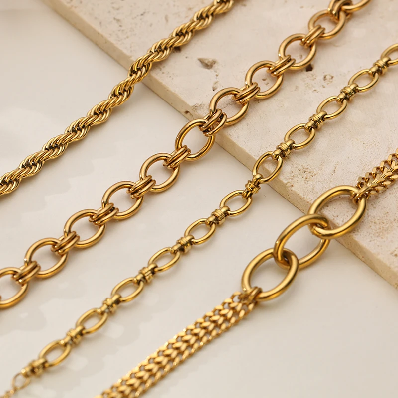 GANPUP 316L Edelstahl Goldene Kette Armreif Minimalistischen Geometrische Metall Armband Wasserdicht Schmuck Männer Frauen Geschenk – Detail 8