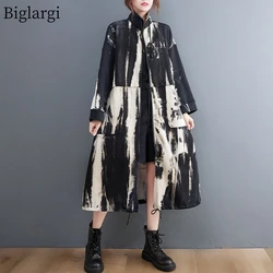 Autumn Oversized Long Jacket Coat Women Korean Trench Coat Casual Print Overcoat Ladies Coats Moda Mujer 2023 Woman Clothes