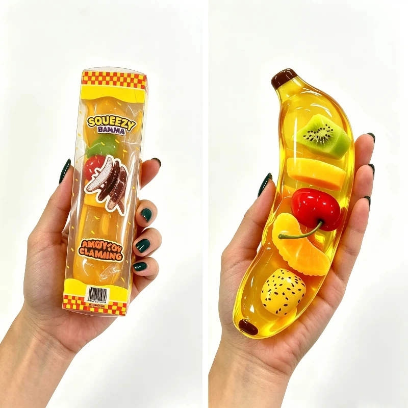 Transparent Malt Syrup Jelly Banana Squishy Slow Rising Simulation Fruit Stress Relief Squeeze Bar Decompression Hand Sensory