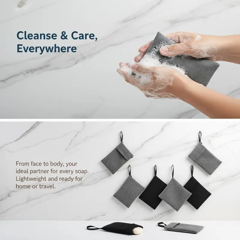 Soap Pocket Exfoliating Soap Saver Pouch Body Scrubber Rough Sponge Exfoliator