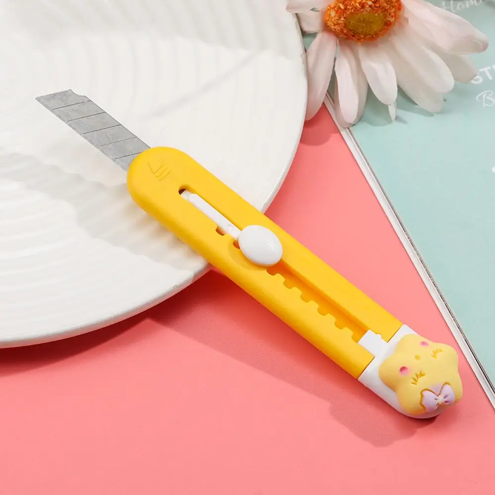 Cuchillo portátil de utilidad bonita, Mini cortador de papel con forma de pata de gato rosa, frutas, animales, decoración, abridor de sobre,