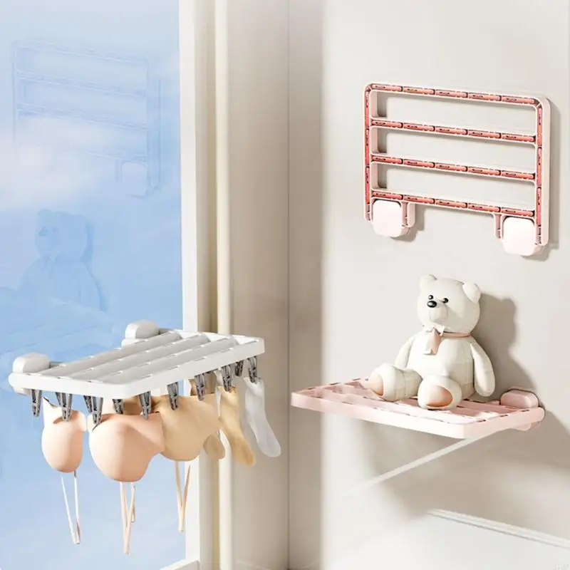 37ME Plastic Hide Sock Drying Rack With Multiple Clip For Small Laundry Items