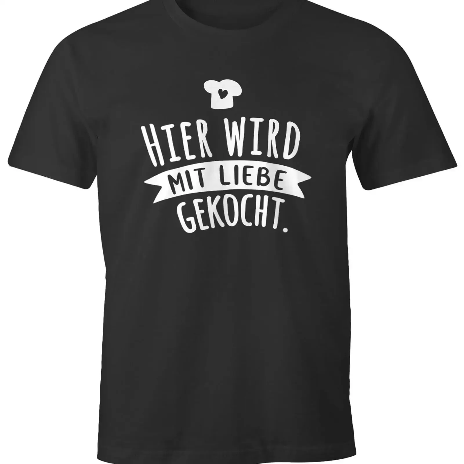 MoonWorks Men's T Shirt with German Text Hier Wird mit Liebe gekocht Language vintage Washed Soft streetwear Stylish