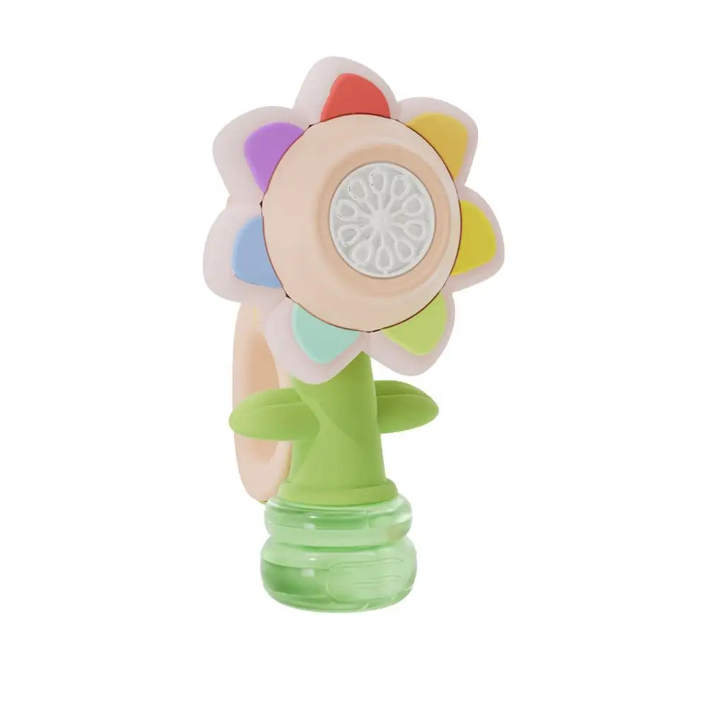 Seven-color Flower Portable Shaking Head Fully Automatic Bubble Blowing Machine With Three-speed Adjustment Light Toys For V1D2