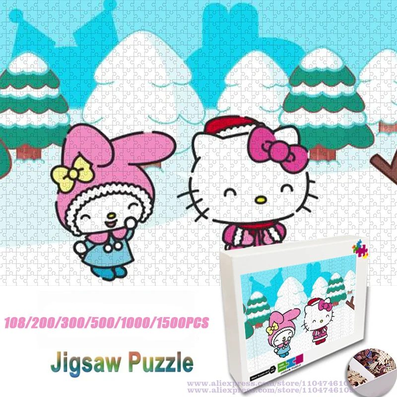 

Sanrio My Melody & Hello Kitty Puzzle Jigsaw 108/200/300/500/1000/1500Pcs Intelligence Puzzles Unique Puzzles with Gift Box