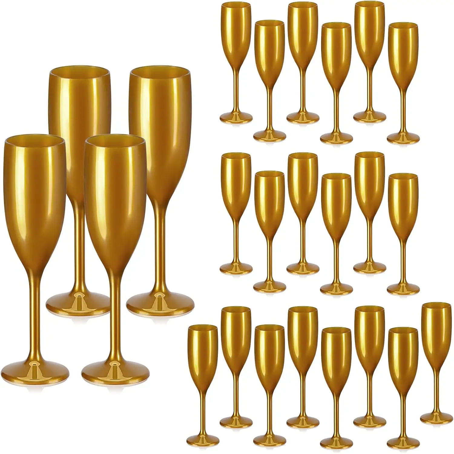 

Acrylic Champagne Flutes 5.4 OZ Gold Unbreakable Toasting Glasses for Christmas Birthday (24 pcs)