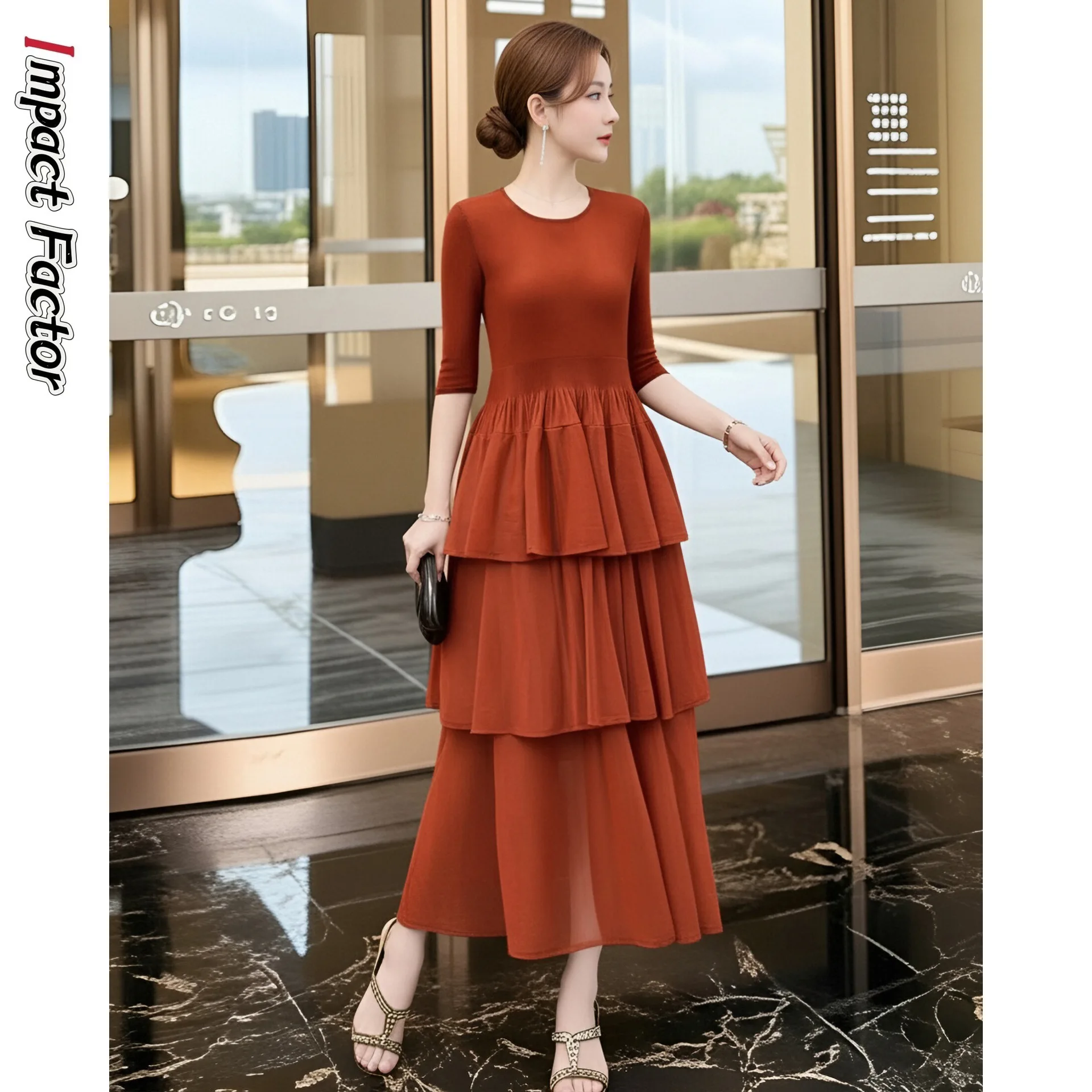 

Новинка осени и зимы 202, однотонное плиссированное платье Miyake, модное свободное платье с длинными рукавами, высококачественная женская одежда, длинное платье