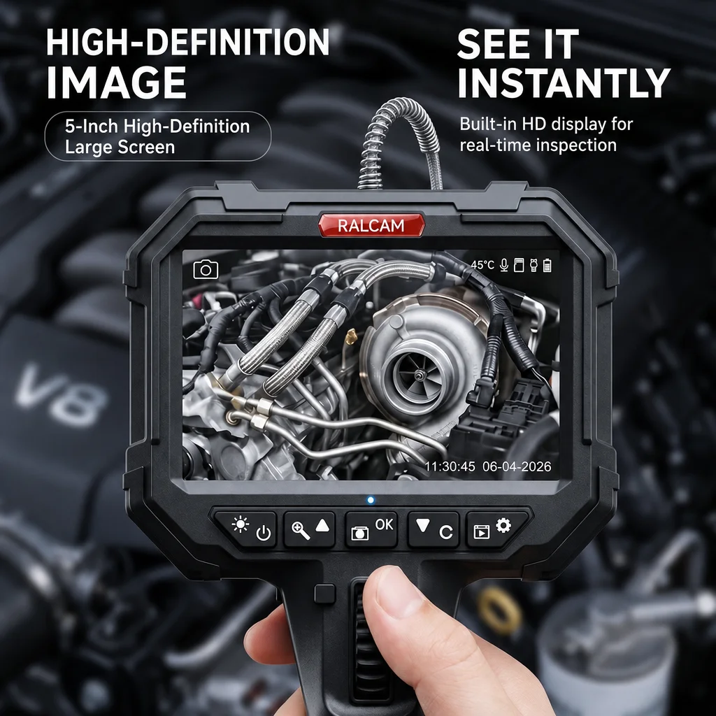 2-Way 3.9mm Ultra-Slim Articulating Borescope, Stainless Steel Probe Professional Industrial Endoscope for Automotive   Inpipe