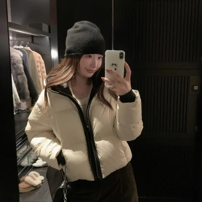 

Куртка-пуховик с капюшоном для женщин, зима 2025, утепленная, из хлопка, для миниатюрных женщин, модная повседневная верхняя одежда
