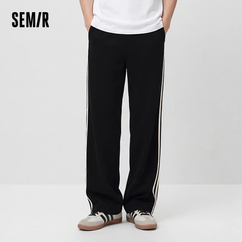 Semir Men Pants Casual Vintage Sports Loose Curved Color Block Side Drawstring Elastic Waist 2026 Summer Fashion Top