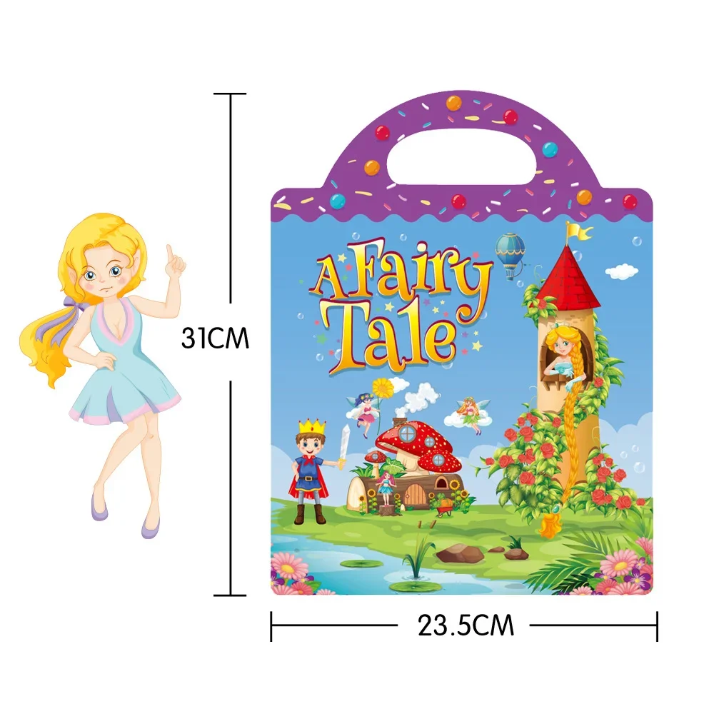 Reusable Cartoon Sticker Book for Kids Multiple Scenos DIY Puzzle Game Educational Learning Classic Toys for Child Age 2-4 Gifts
