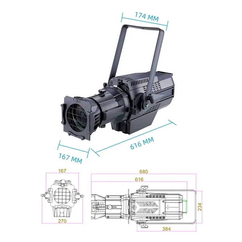 Wholesale 600W Warm White Stage Light COB Zoom Imaging Contour Theater Spotlight