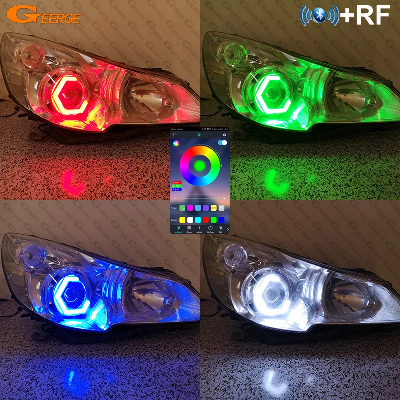 

For Subaru Legacy Outback Liberty B4 RF Remote BT APP Multi Color Hexagon Hex RGB LED Angel Eyes Kit Halo Rings