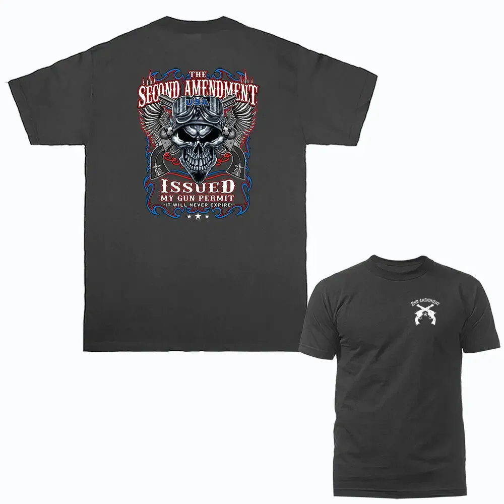 

2nd Amendment Issued Skull 2nd Amendment Constitution Gun Patriot T-shirt For Men Clothing Women Short Sve Tees