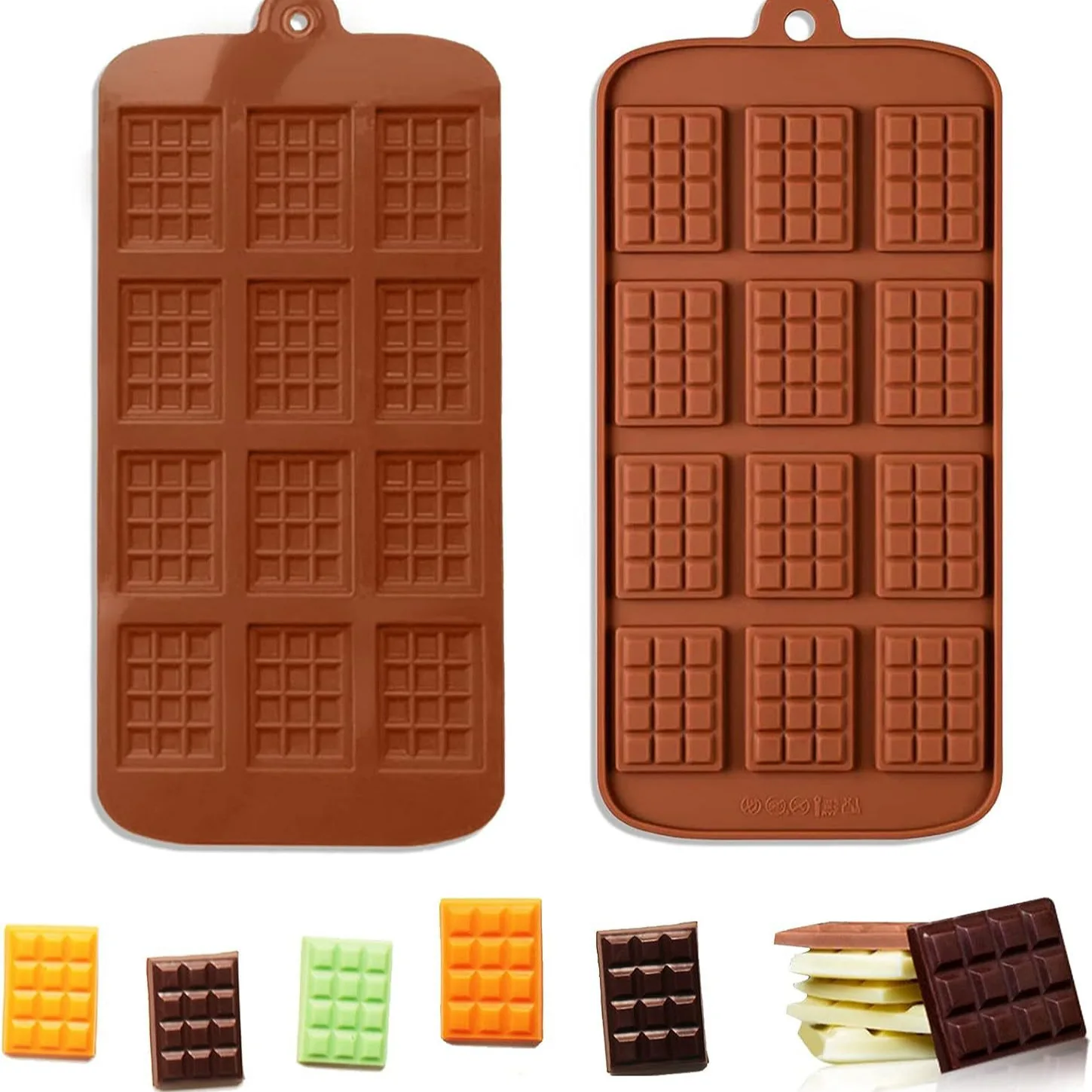 Silicone Chocolate Mold 12 Holes Waffle Chocolate Mold Fondant DIY Candy Bar Mould Cake Decoration Tools Kitchen Baking