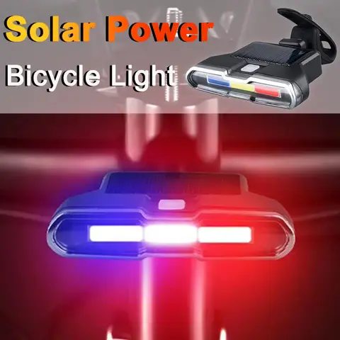 Rechargeable Bicycle Tail Light Solar Power Bike Rear Light Long Endurance Road Cycling Warning Flashlight Taillight MTB Lamp