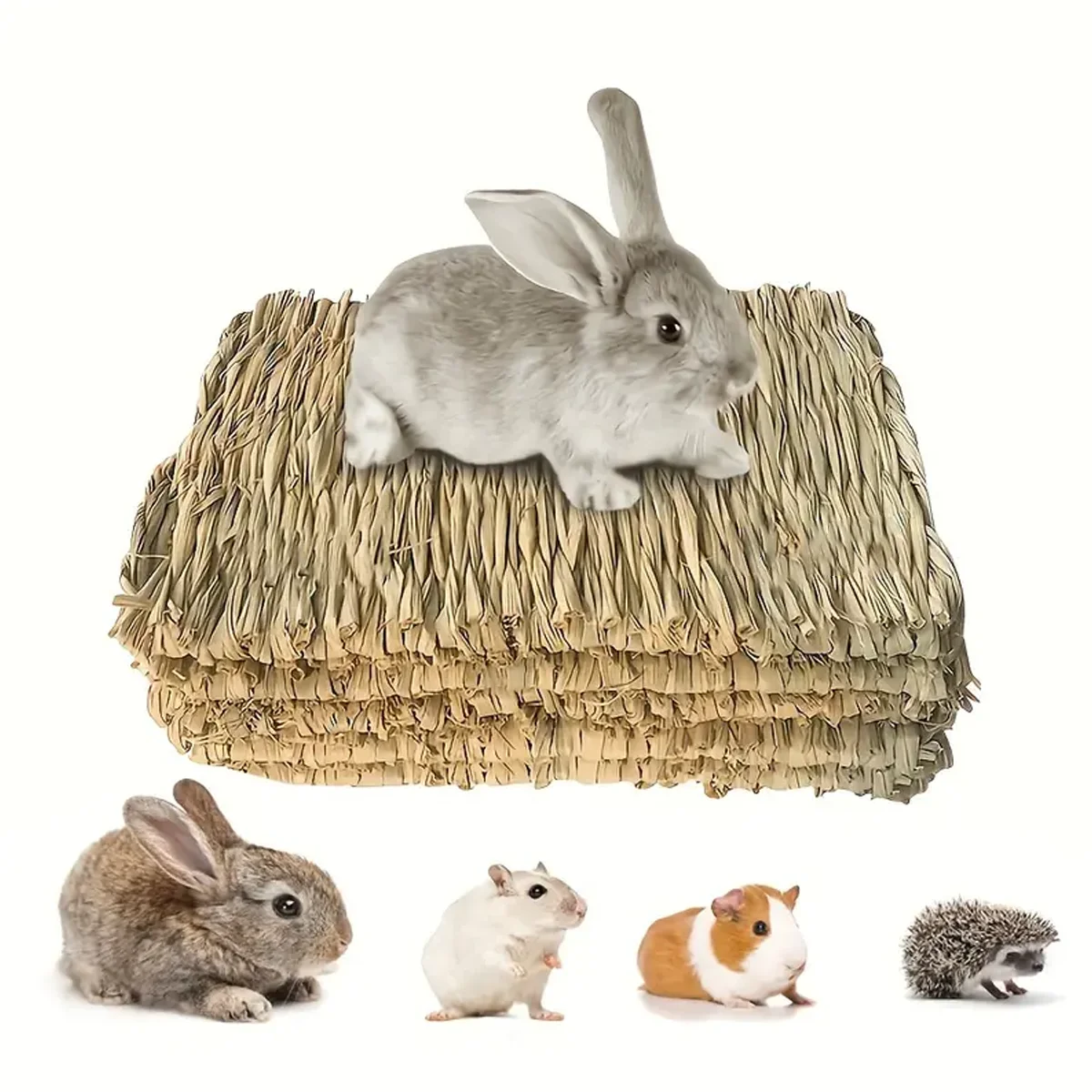 Natürliche Grasmatte für Kaninchen, Geeignet für Kleintierkäfige - Komfortable Unterlage für Kaninchenheubetten – Detail 7