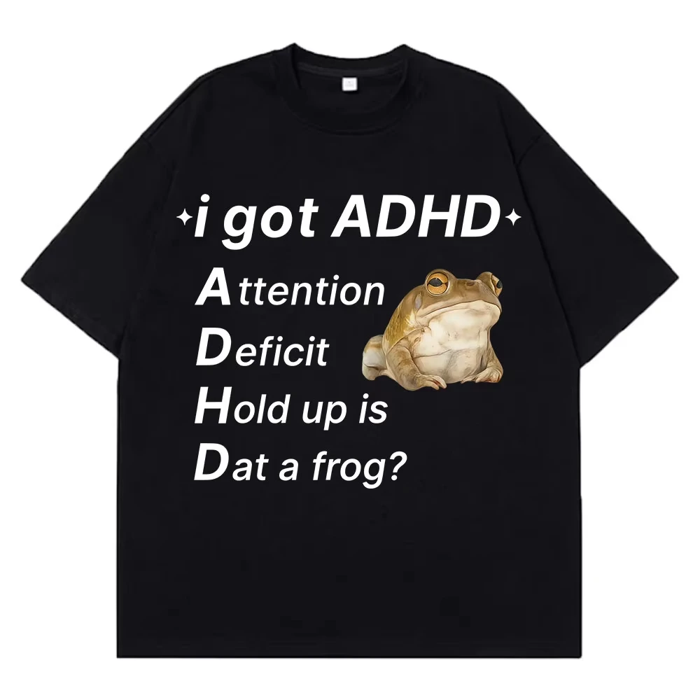 2026 ADHD Frog Autism Funny Meme T Shirt Women Fashion  Short Sleeve Harajuku Female T-shirt Casual Hip-hop T-shirts Tops