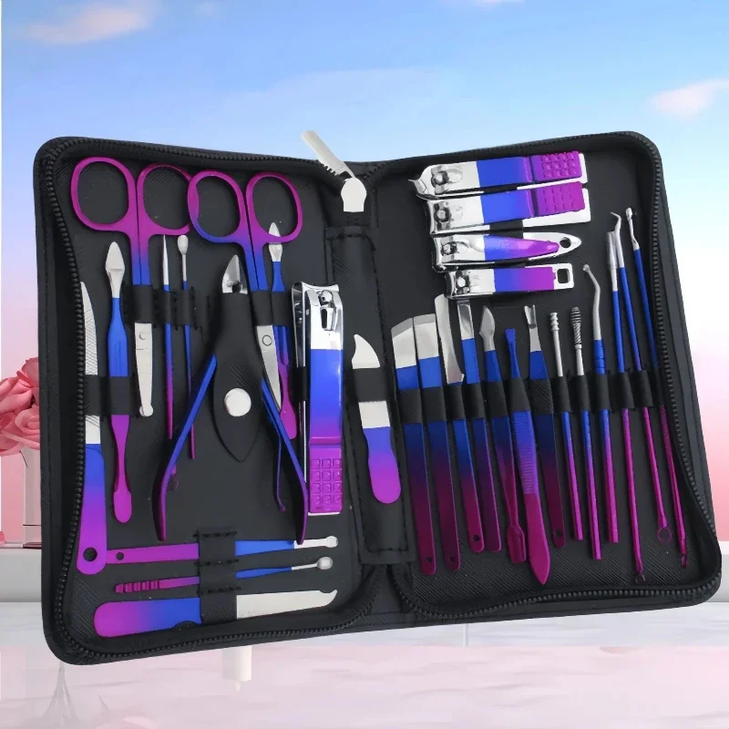 18pcs Classic Professional Manicure Pedicure Set Precision Nail Care Kit with Nail Clipper Scissor Portable Travel Storage Case
