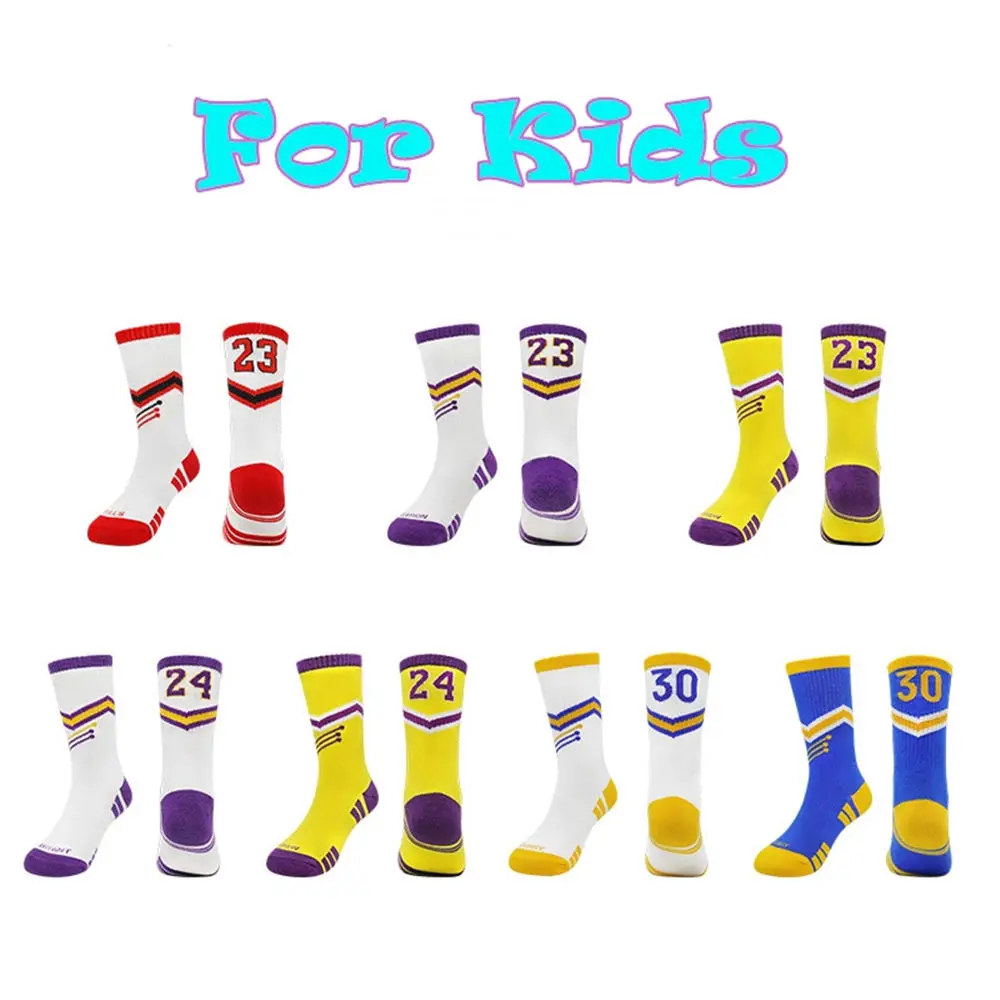 

Unisex Sports Basketball Socks Cool Number Summer Cotton Socks EU Size 28-38 Small Size For 5~15 Years Old
