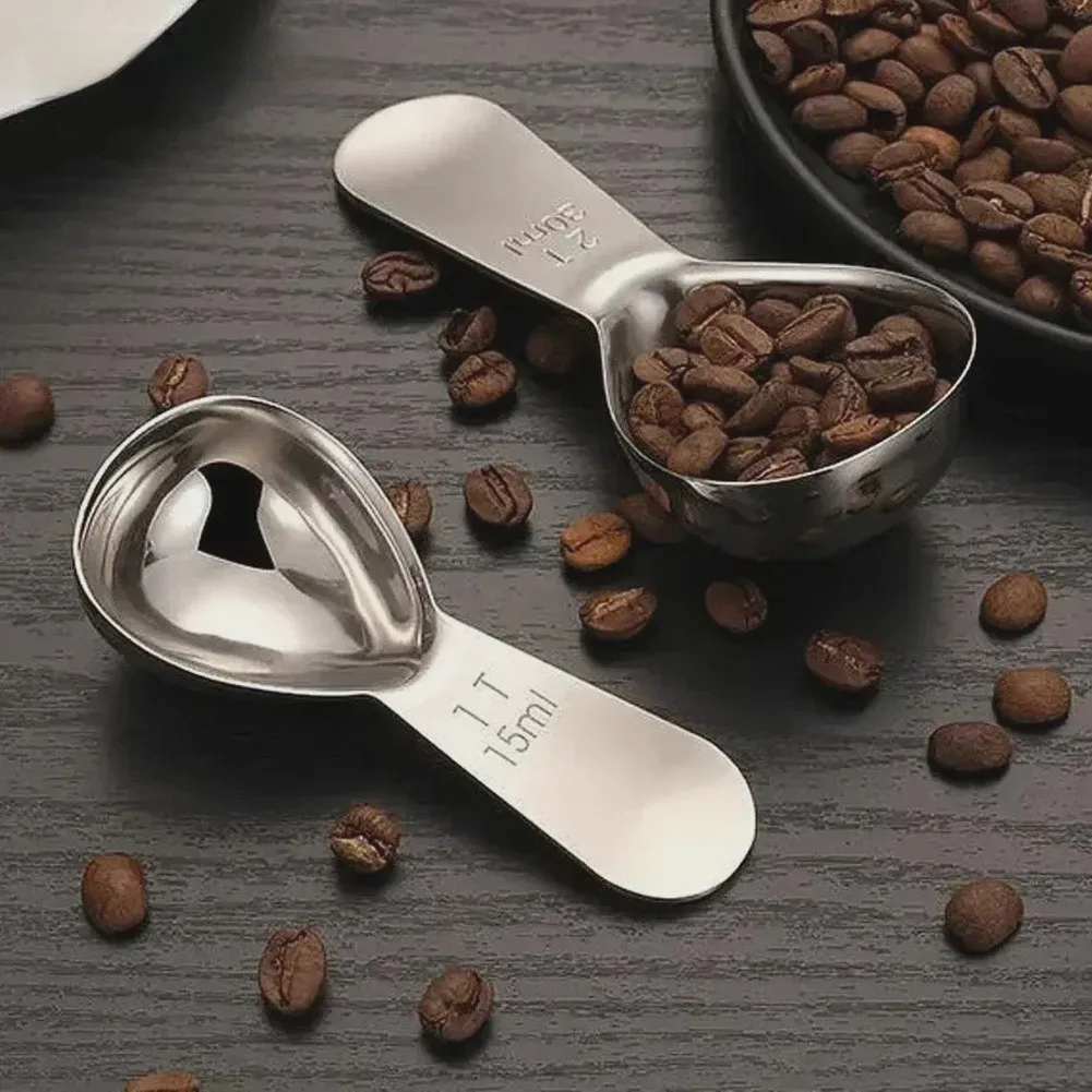2pcs Stainless Steel Coffee Measuring Spoons for Espresso Baking Cooking and Measuring Powdered or Granulated Ingredients