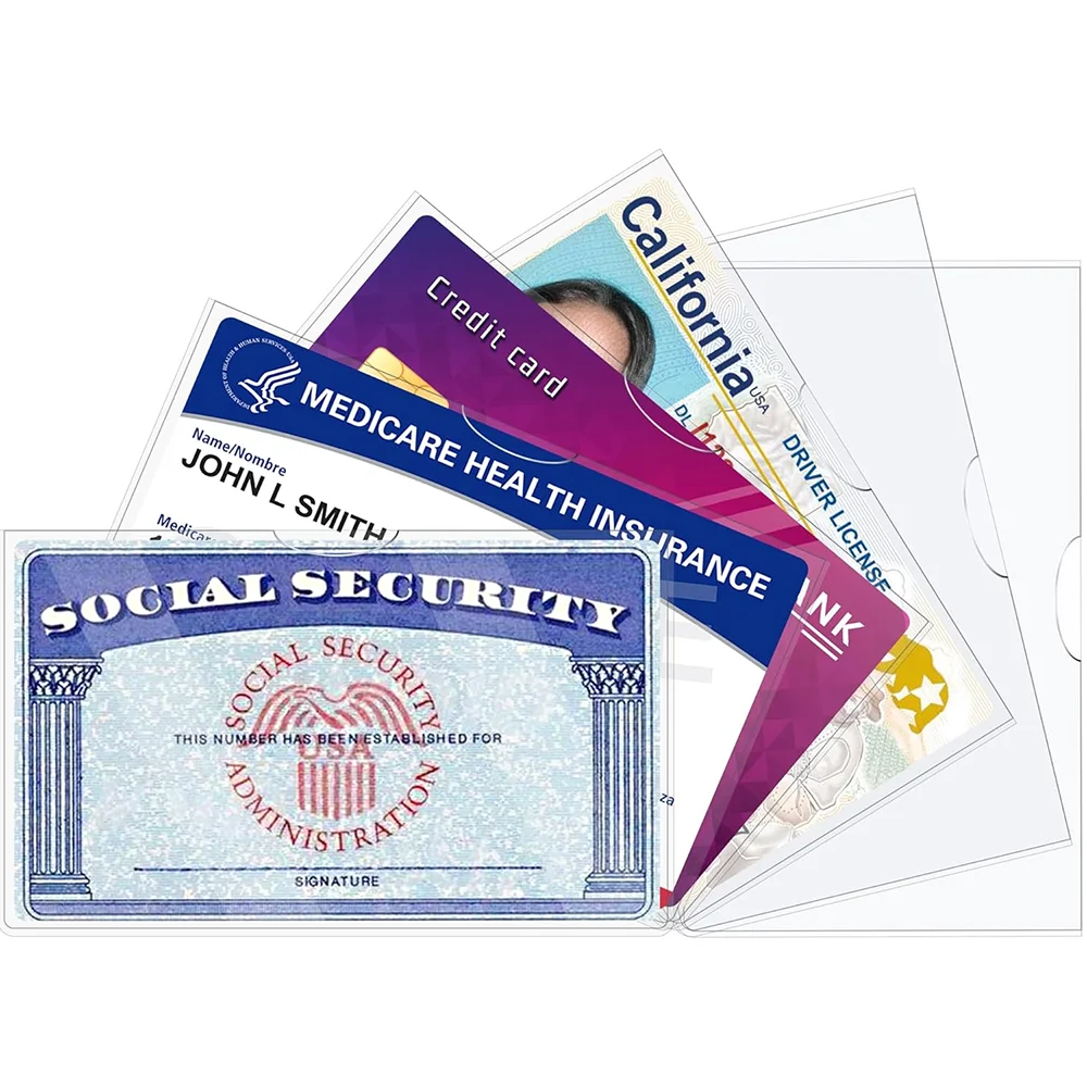 Social Security Card Protector Sleeves/Credit Card Holder,Soft Clear Card Sleeves for Waterproof SSN Credit Card Cover