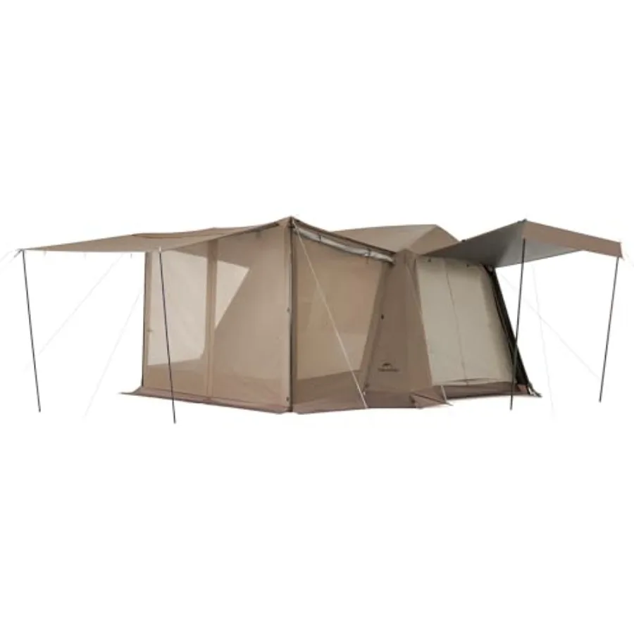 

Car camping tent with waterproof full rainfly, durable polyester fabric, gray color, quick-setup cabin design for village-style