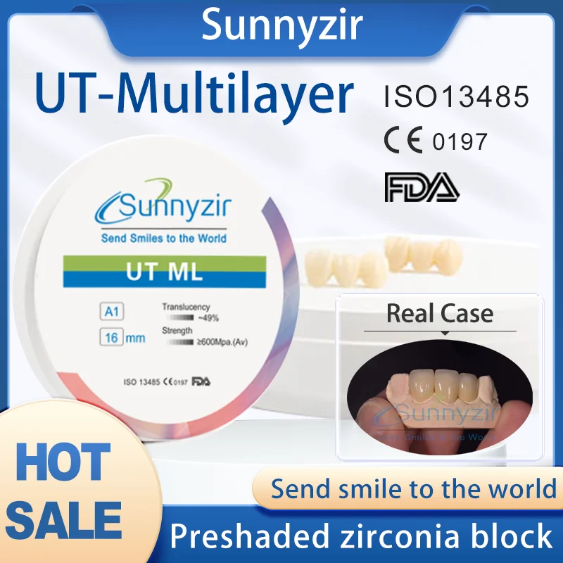 Sunnyzir CAD CAM CNC disco de zircônia 5 osiowa frezarka Dental Zirconio Dics UT wielowarstwowy bloczek cyrkonowy do laboratorium dentystyczne