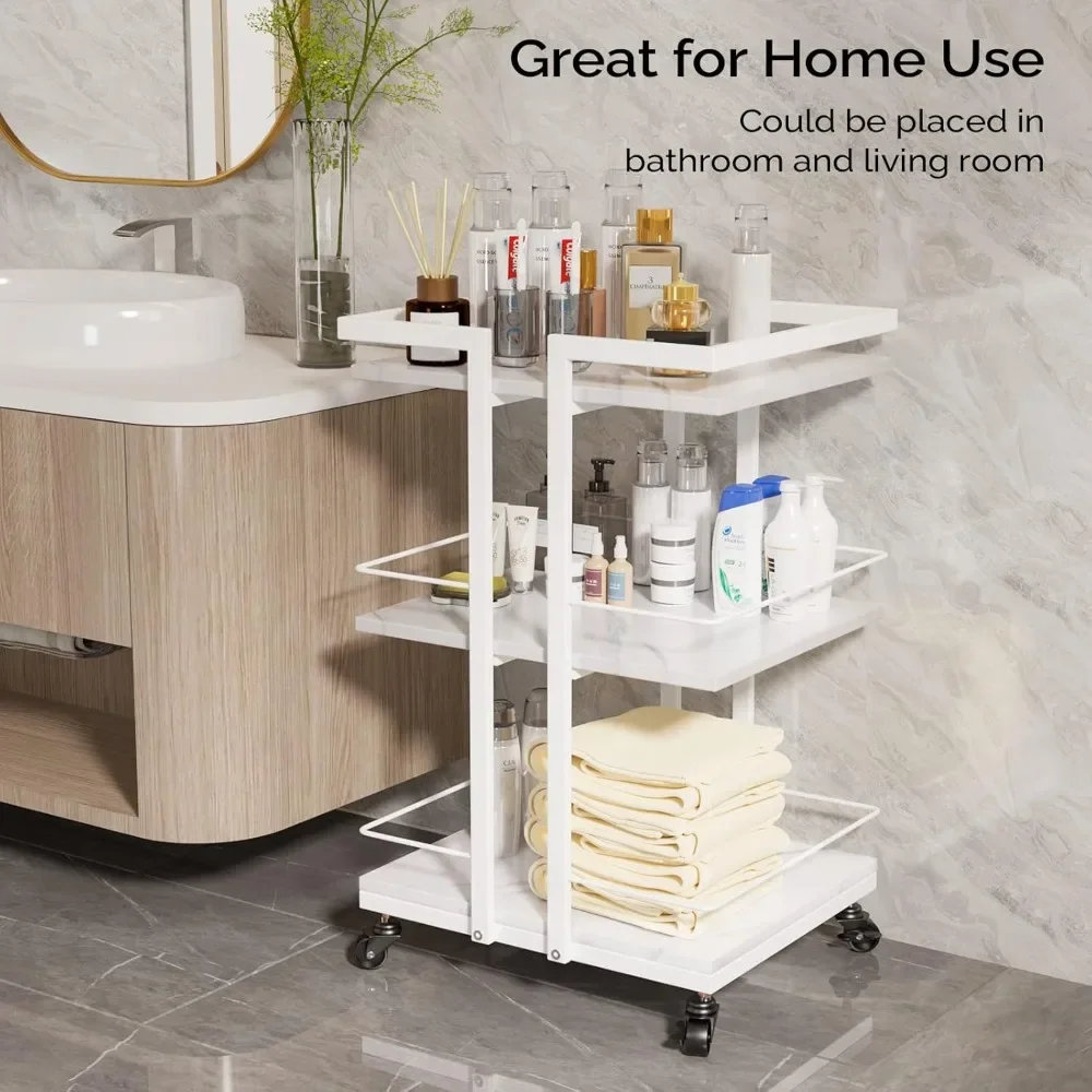 

A Salon Rolling Cart, Beauty Spa Beauty Massage Mobile Storage Manager, Tattoo Nail Facial Tool Stand, White Cart