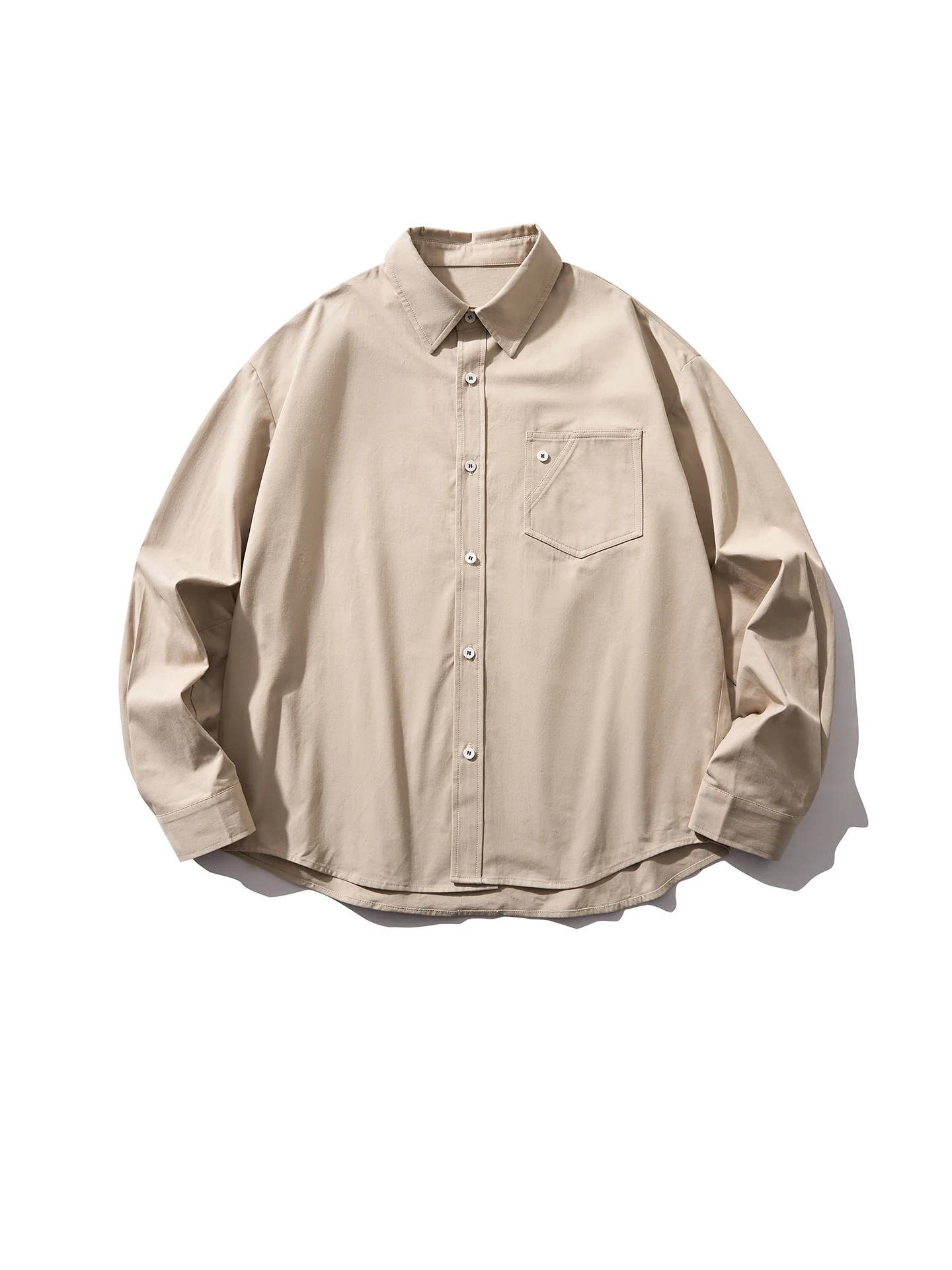 

Retro Japanese Sle Long Sve irt Men's Casual Loose Fit Pure Color Turn-down Collar Spring Season Couple's Outerwear