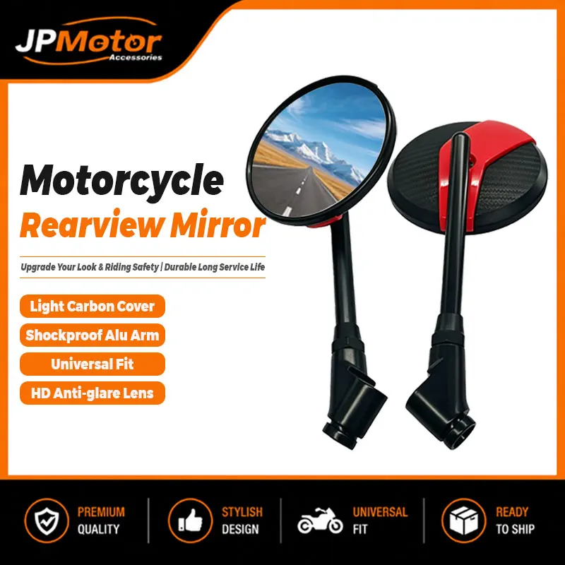 Motorcycle Mirrors Universal 8mm 10mm Scooter E-Bike Cafe Racer Rearview Mirrors Adjustable HD Vision ABS Side Mirror