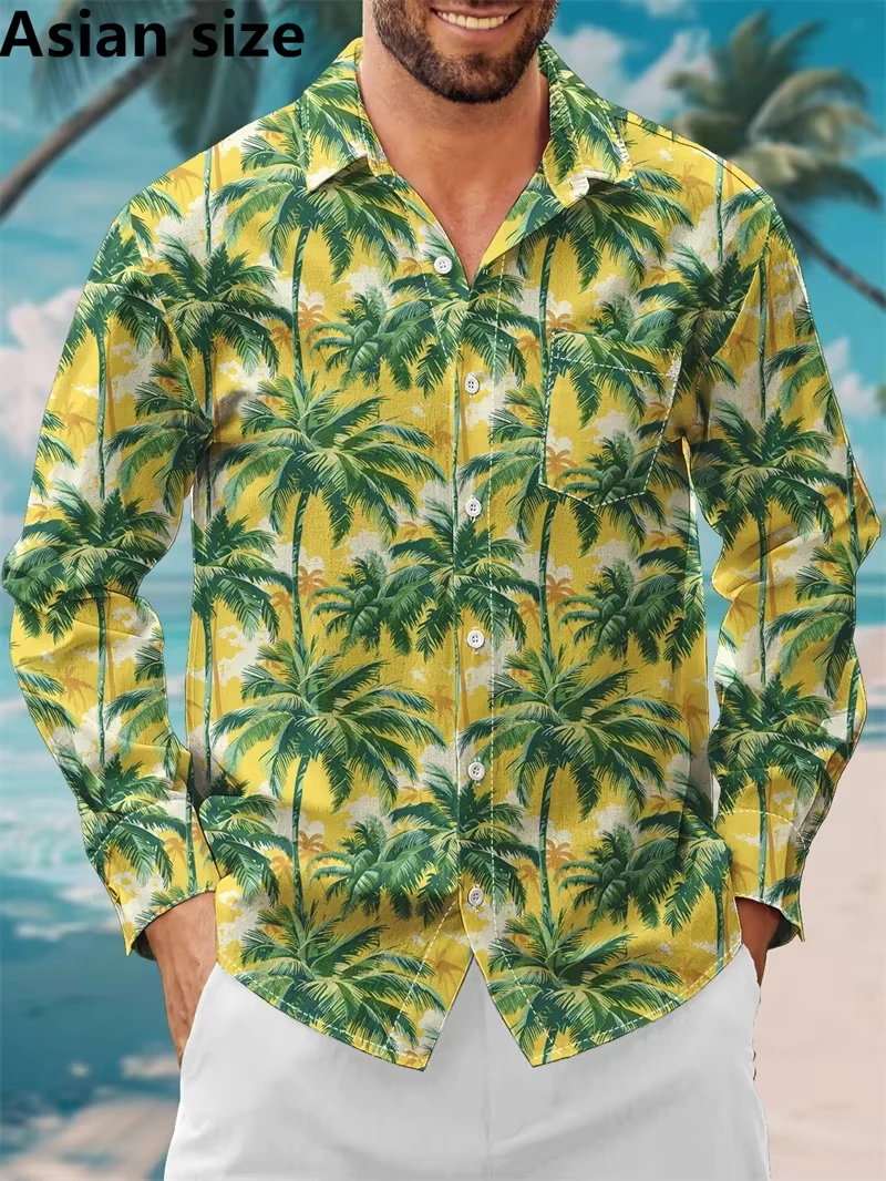 Floral Pattern Fashion Casual Men's Long Sleeve Shirt Formal Shirt Party Evening Summer Spring Autumn Lapel Long Sleeve、