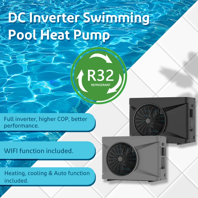 Dc Inverter R32 Zwembad Verwarming En Koeling Systeem Warmtepomp Voor Zonne-Energie Zwembad Zwembad Elektrische Zwembadverwarming Voor 10000 Gallon Zwembad