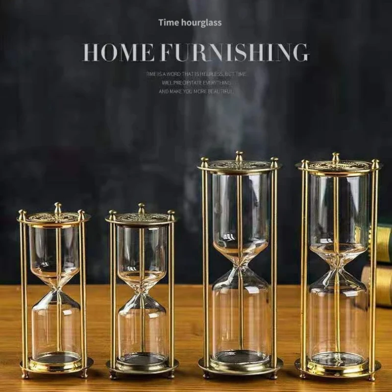 Retro Metal Self Assembled Hourglass Timer Vintage Glass Desktop Ornaments Creative High Grade Tabletop Home Decor Art Craft