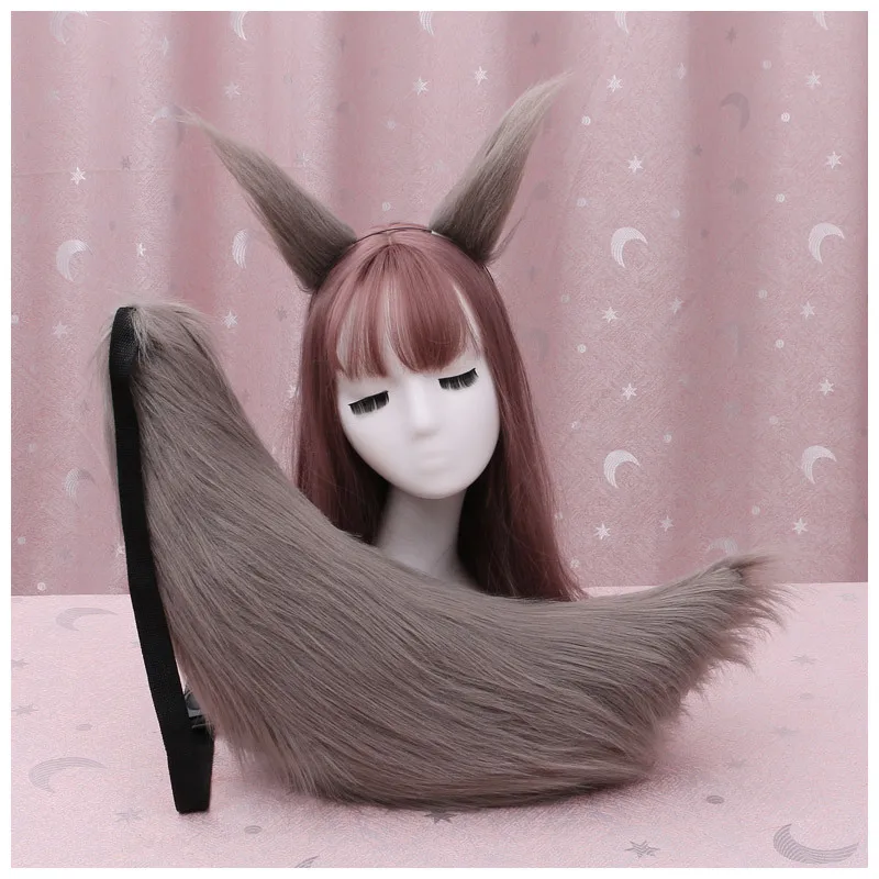 Neues Damen-Stirnband mit Kamel-, Schwarzen-, Tier-, Fuchs- und Plüschohren, Plüschschwanz, Cosplay, Lolita, Niedliche Tropfen-Haarspange, Schwanz-Requisiten, Accessoires – Detail 9