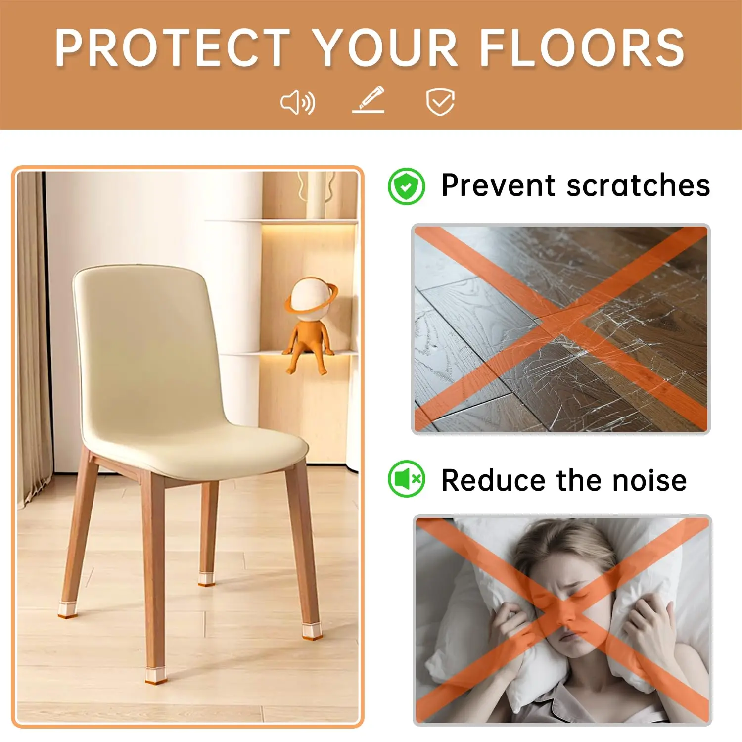 8/16/24 PCS Chair Leg Floor Protectors for Hardwood Floors, Thick Silicone Rubber Covers, Scratch-Resistant & Noise Reducin